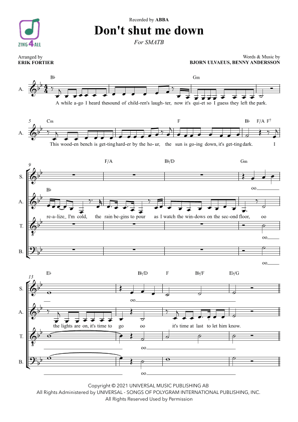 Don't Shut Me Down (arr. Erik Fortier)