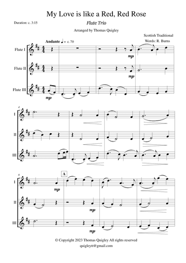 My Love is Like a Red, Red Rose (arr. Thomas Quigley)