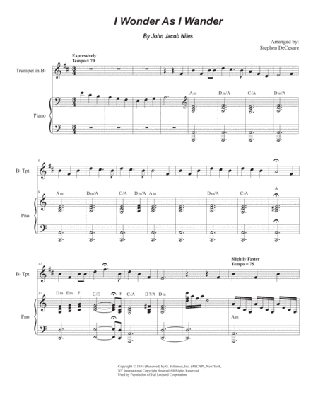 I Wonder As I Wander (arr. Stephen DeCesare)