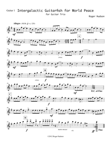 Intergalactic Guitarfish for World Peace (Guitar Trio)- Guitar 1 part