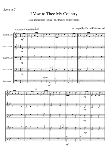 I Vow to Thee My Country (The main theme from Jupiter - The Planets by Holst) for flexible ensemble (arr. David Catherwood)