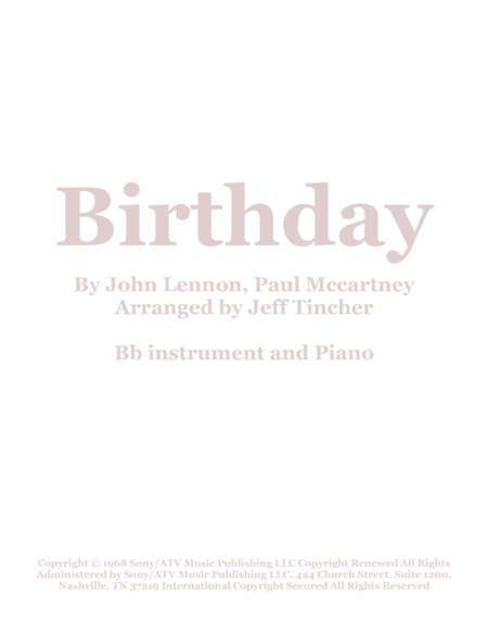 Birthday (arr. Jeff Tincher)