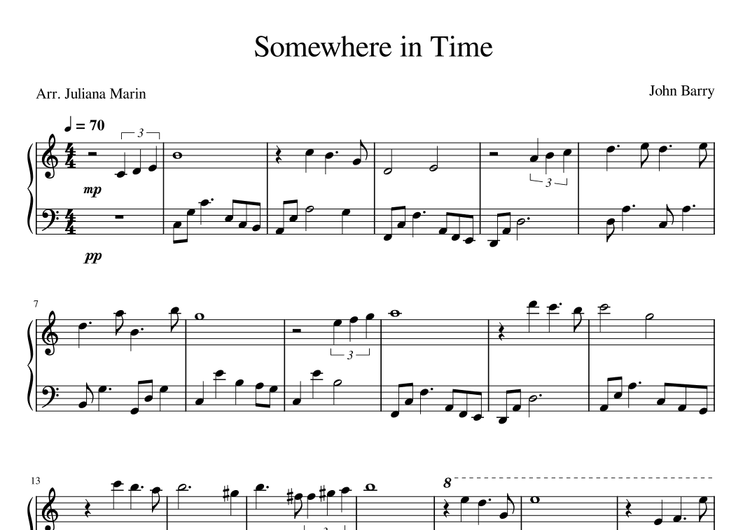 Somewhere In Time (arr. JULIANA MARIN)