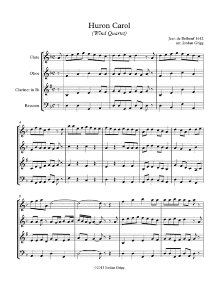 Huron Carol (Wind Quartet) (arr. Jordan Grigg)