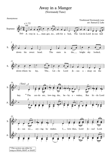 Away in a Manger - Normandy Tune (arr. Samuel J. Lake)
