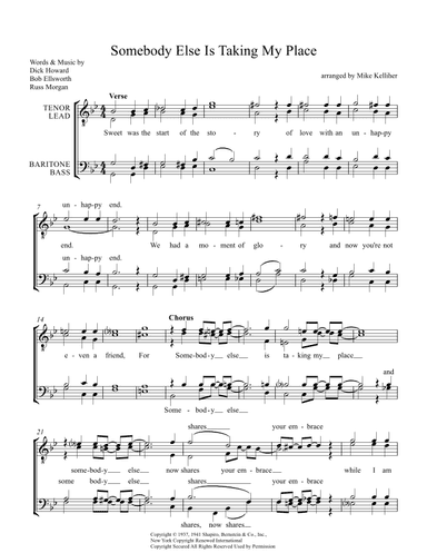 Somebody Else Is Taking My Place (arr. Mike Kelliher)