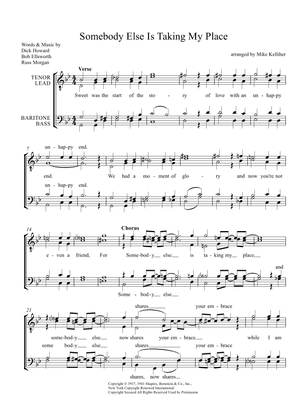 Somebody Else Is Taking My Place (arr. Mike Kelliher)