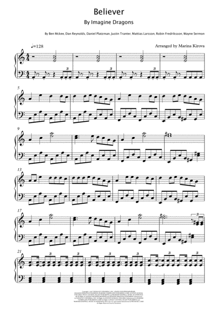 Believer (arr. Arranged by Marina Kirova)