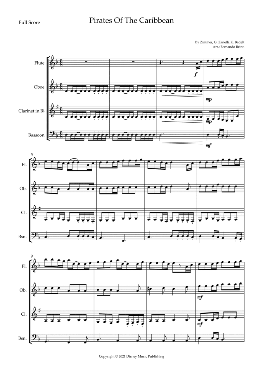 Pirates Of The Caribbean (arr. Fernando Britto)