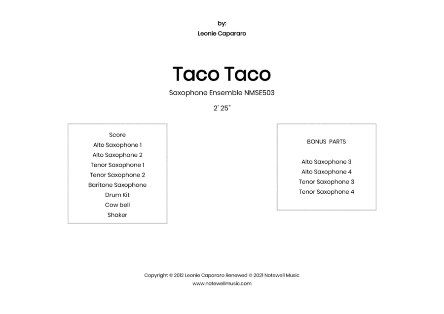 Taco Taco (Saxophone Ensemble)