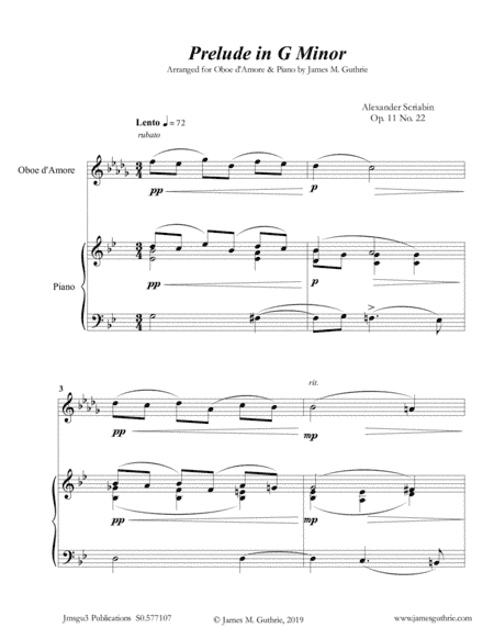 Scriabin: Prelude in G Minor for Oboe d'Amore & Piano (arr. James M. Guthrie)