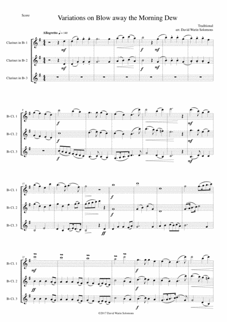 Variations on Blow away the morning dew for 3 clarinets (arr. David Warin Solomons)