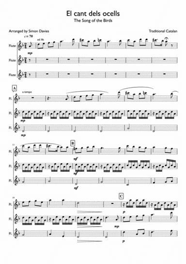 El cant dels ocells - Flute Trio (arr. Simon Davies)