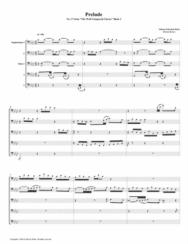 Prelude 17 from Well-Tempered Clavier, Book 2 (Euphonium-Tuba Quintet) (arr. Richard Byrnes)