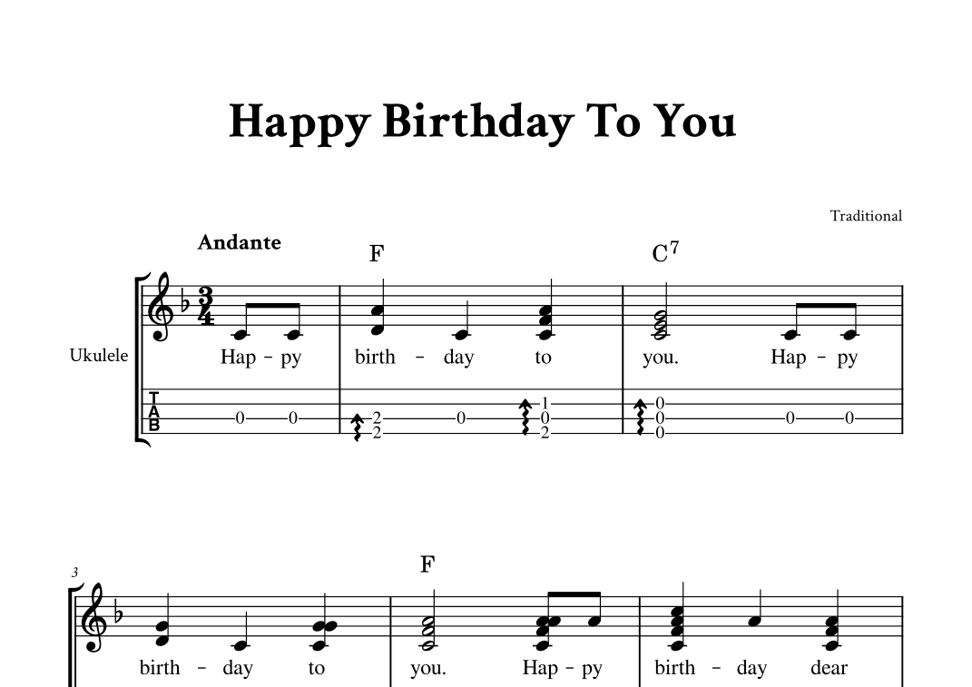 Happy Birthday To You - Fingerstyle Ukulele (with TAB and Lyrics) (arr. Yuri Noronha)