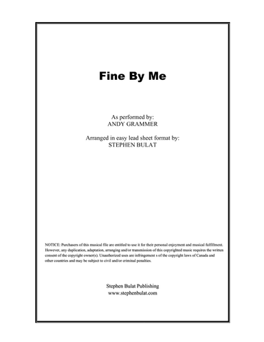 Fine By Me (arr. Stephen Bulat)