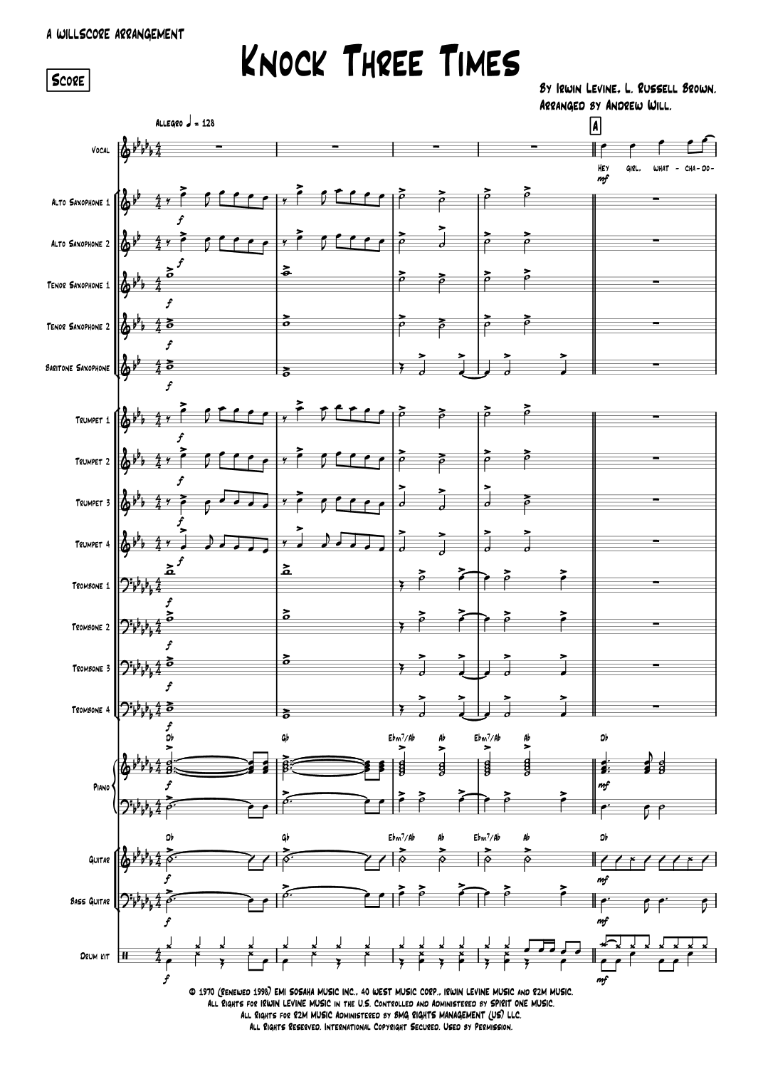 Knock Three Times (arr. Andrew Will)