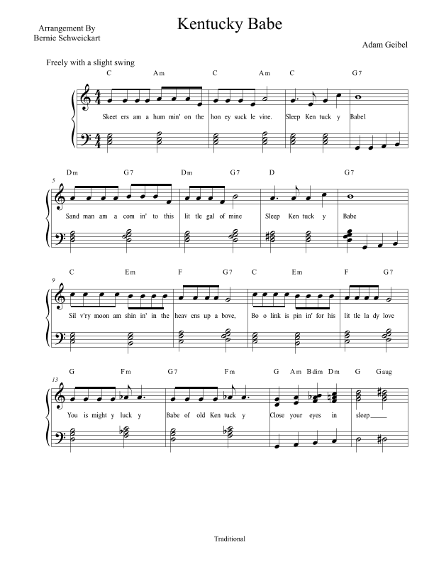 Kentucky Babe (arr. Bernie Schweickart)