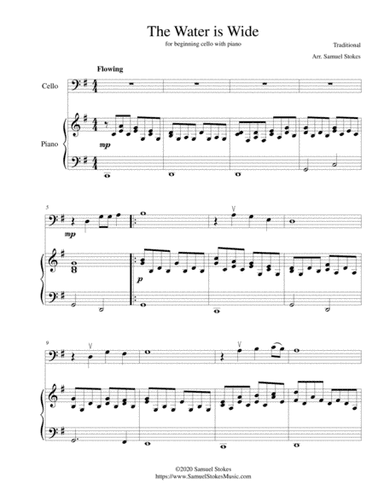 The Water is Wide - for beginning cello with optional piano accompaniment (arr. Samuel Stokes)
