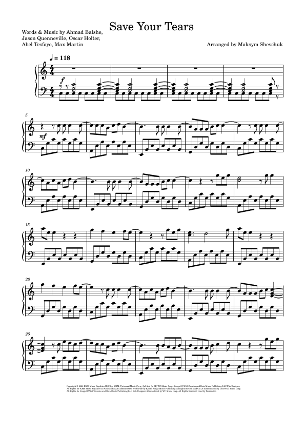 Save Your Tears (arr. Maksym Shevchuk)