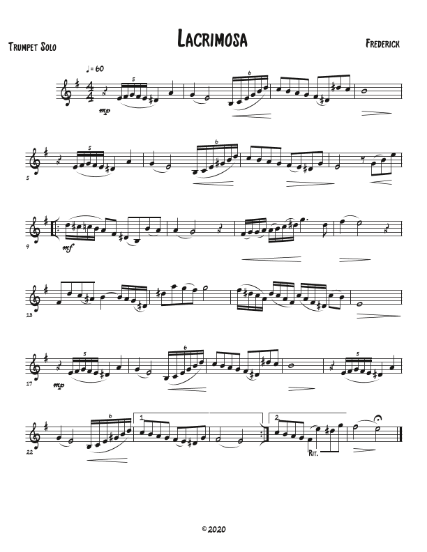 Lacrimosa (Trumpet solo with piano accompaniment)
