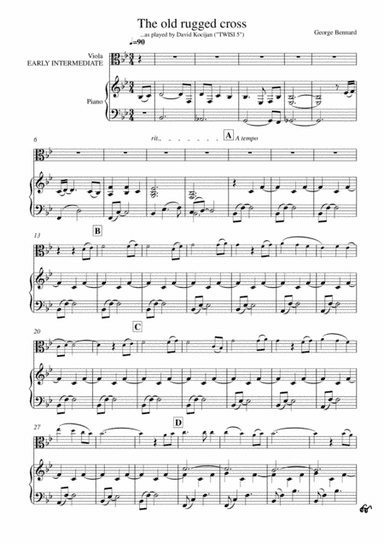 The old rugged cross (piano & viola) - EARLY INTERMEDIATE (arr. David Kocijan)