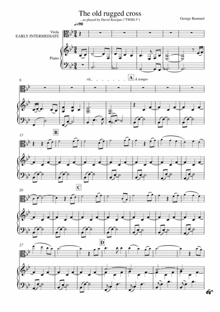 The old rugged cross (piano & viola) - EARLY INTERMEDIATE (arr. David Kocijan)