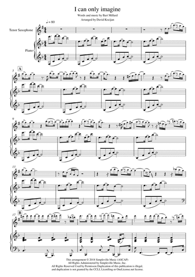I Can Only Imagine (arr. David Kocijan)