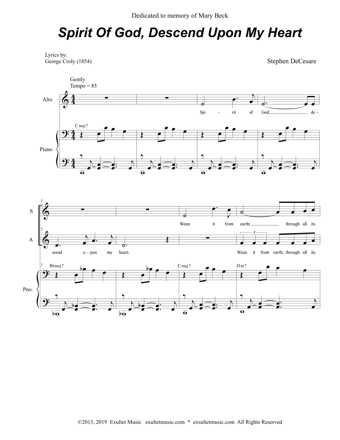 Spirit Of God, Descend Upon My Heart (Duet for Soprano and Alto solo)