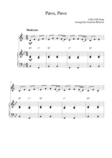 Pavo, Pavo (arr. Kaiserin Rebecca)