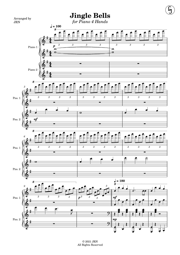 Jingle Bells - Piano 4 Hands
