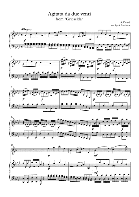 Agitata da due venti from Griselda (alto saxophone) (arr. A.Buriakov)