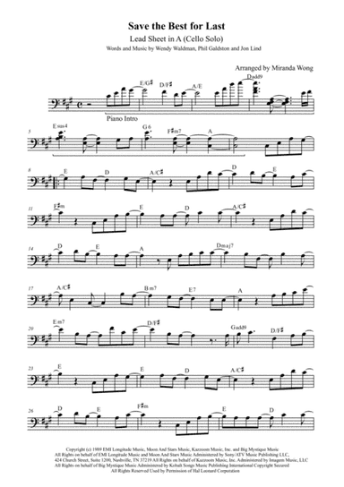 Save The Best For Last (arr. Miranda Wong)