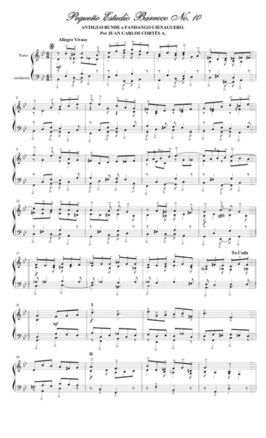 Pequeño Estudio Barroco No. 10 "Antiguo Bunde o Fandango Cienaguero"  (Small Baroque Studio No. 10)