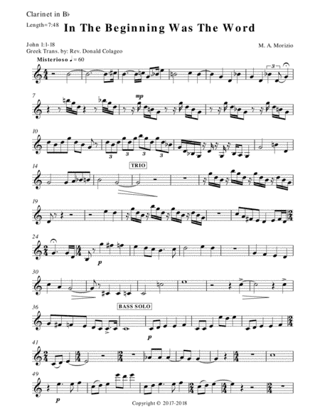 IN THE BEGINNING WAS THE WORD - Bb Clarinet