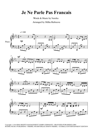 Je Ne Parle Pas Francais (arr. Milka Rubtsova)