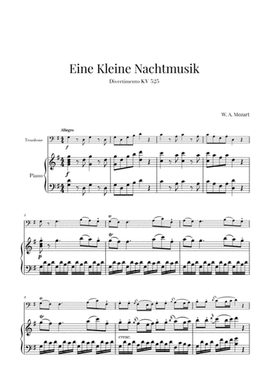 Eine Kleine Nachtmusik for Trombone and Piano (arr. Cadenza Editions)