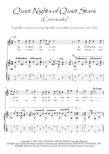 Quiet Nights Of Quiet Stars (Corcovado) (arr. PianoSheetNow)