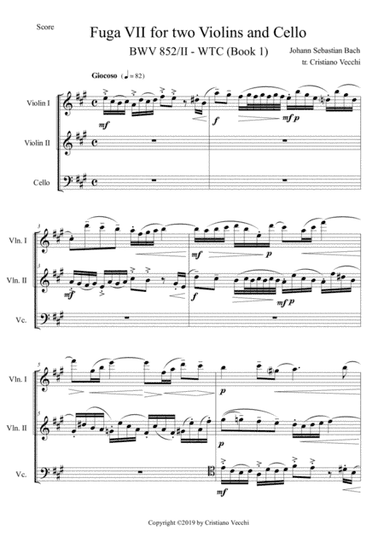 Fuga VII for two Violins and Cello (arr. Cristiano Vecchi)