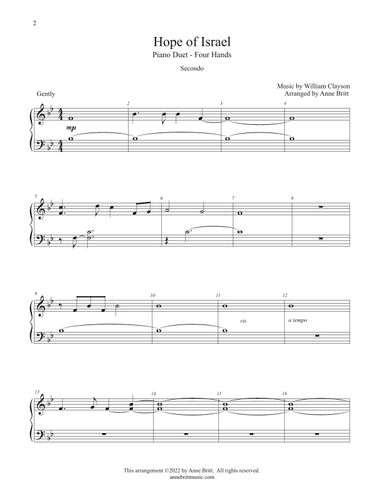 Hope of Israel (piano duet) (arr. Anne Britt)