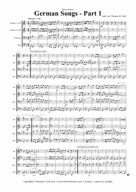 German Songs Part 1 - Oktoberfest - Brass Quartet (arr. Thomas H. Graf)