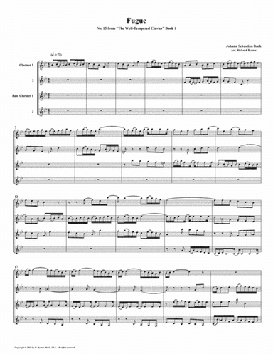 Fugue 15 from Well-Tempered Clavier, Book 1 (Clarinet Quartet) (arr. Richard Byrnes)