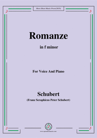 Schubert-Romanze,from 'the play Rosamunde',in f minor,Op.26,for Voice and Piano (arr. MSM)