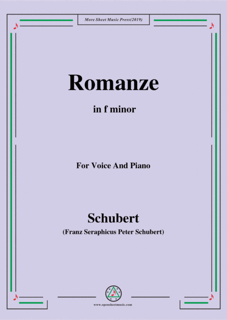 Schubert-Romanze,from 'the play Rosamunde',in f minor,Op.26,for Voice and Piano (arr. MSM)