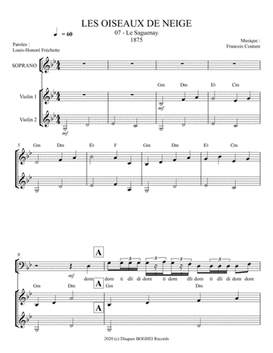 LES OISEAUX DE NEIGE - Le Saguenay (arr. Disques BOGHEI Records)