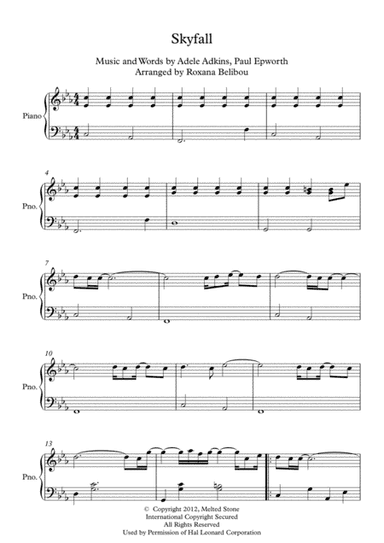Skyfall (arr. Roxana Belibou)