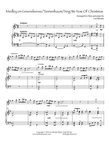 Tannenbaum - Greensleeves - Sing We Now of Christmas; a medley for Flute and Piano (arr. Len Rhodes)