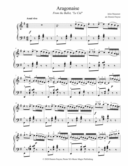 Aragonaise, from the Ballet, "Le Cid" (arr. Presto! It's Music Magic Publishing)