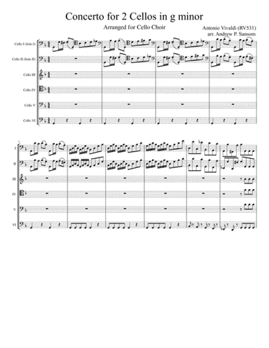 Concerto for Two Cellos, RV 531 (Cello Choir) (arr. Andrew P. Sansom)
