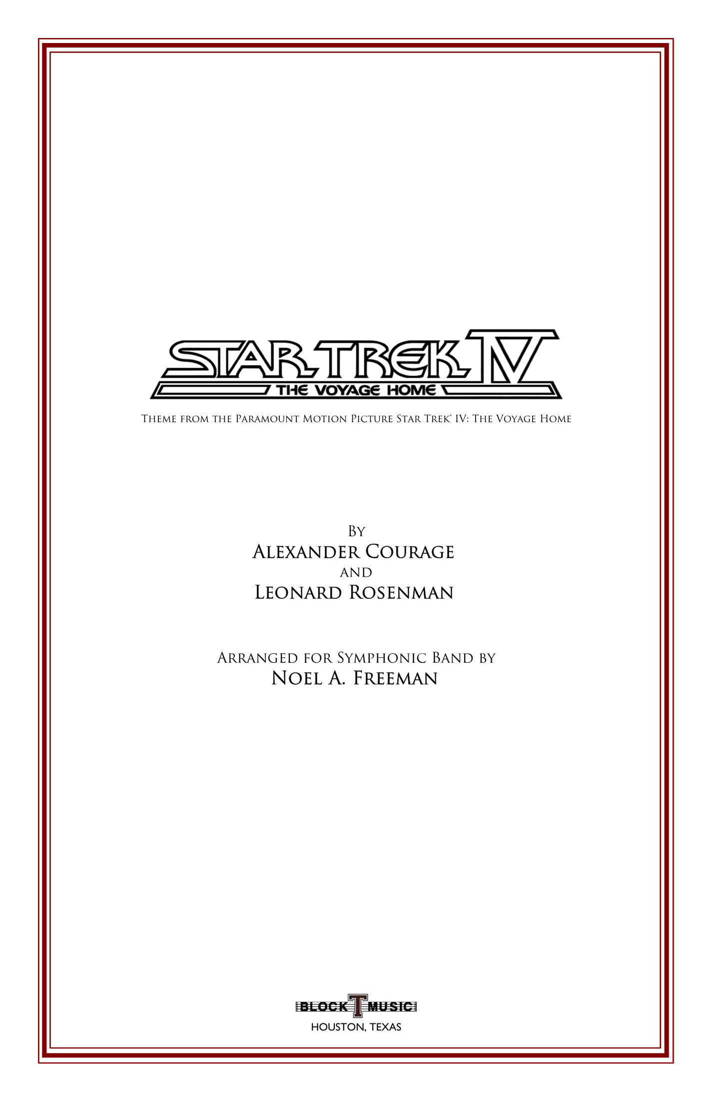 Star Trek(r) Iv - The Voyage Home (arr. Noel A. Freeman (ASCAP))